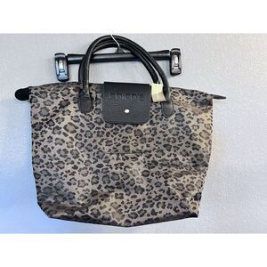 Chicos Womens Tote Bag Animal Packable Foldable Travel Purse Leopard Zip Top NWT